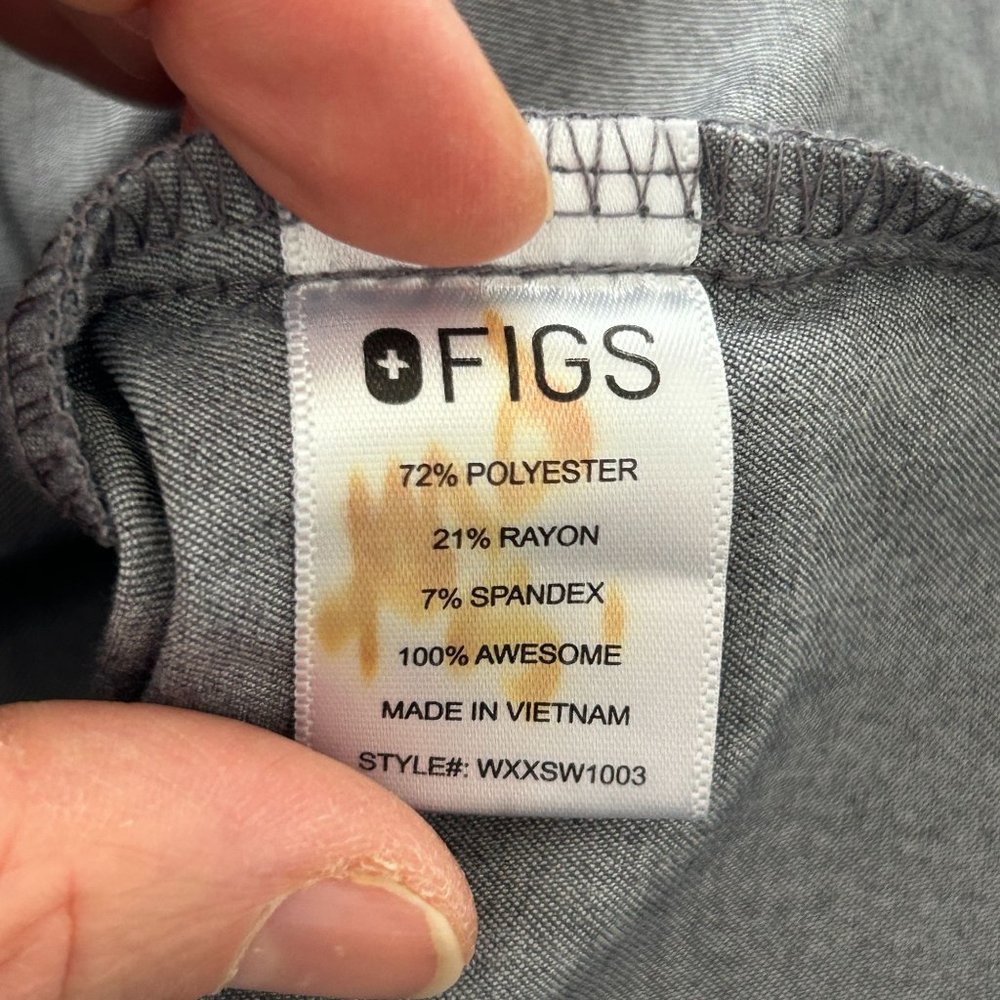 Figs Gray Boxy Button Down Shirt with Mandarin Collar - Picture 8 of 9